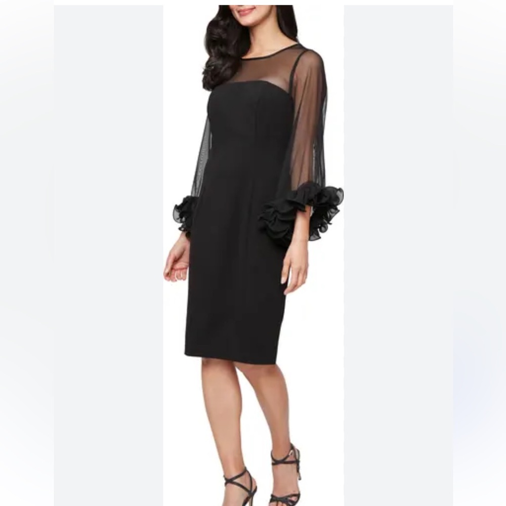 Alex Evening - Long Sleeve Crepe Cocktail Dress size 8 -